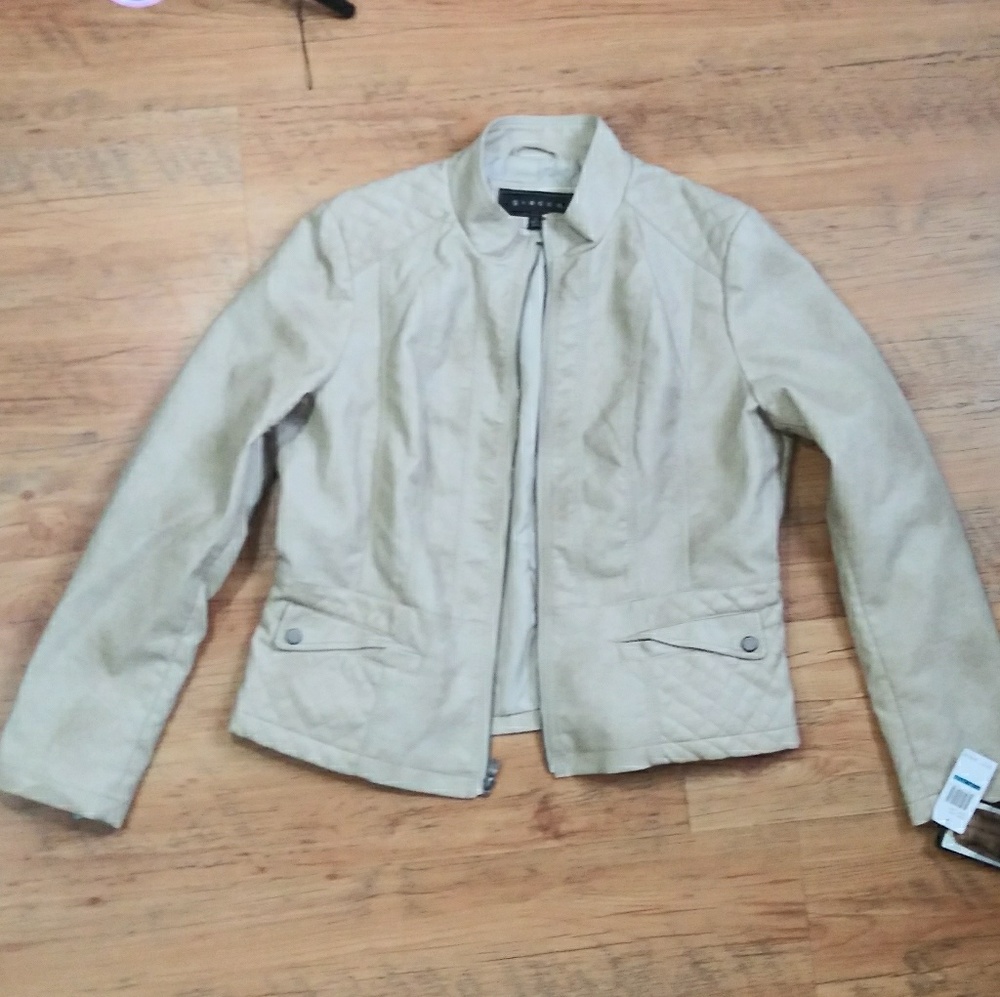 Nude moto faux leather jacket